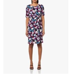 Kasper Women’s Dress 22W NWT Elbow Sleeve Pleat Detail Abstract Print Career